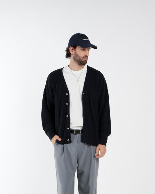 rum's dark blue cardigan